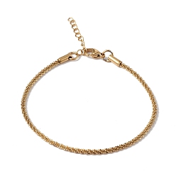 Oro Chapado en iones (ip) 304 pulsera de cadena de cuerda de hueso de acero inoxidable para mujer, dorado, 7-1/4 pulgada (18.5 cm), amplia: 2.3 mm