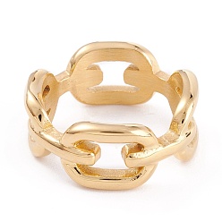 Oro Chapado iónico (ip) unisex 304 anillos para los dedos de acero inoxidable, anillos de banda ancha, forma de cadena de bordillo, dorado, tamaño de 7, 9.7 mm, diámetro interior: 17.5 mm