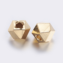 Golden Brass Beads, Polygon, Golden, 10.5x10.5x8mm, Hole: 3mm