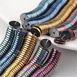 Mixed Color Electroplate Non-magnetic Synthetic Hematite Beads Strands, Heishi Beads, Disc/Flat Round, Mixed Color, 8x2mm, Hole: 1mm, about 194pcs/strand, 15.7 inch