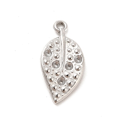 Stainless Steel Color 304 Stainless Steel Pendant Rhinestone Settings, Leaf, Stainless Steel Color, Fit For 1.5mm Rhinestone, 19x9x2mm, Hole: 1.4mm