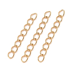 Golden Ion Plating(IP) 304 Stainless Steel Curb Chains Extender, Golden, 25mm, Link: 4x3x0.5mm