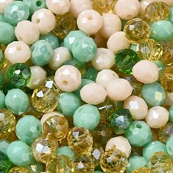 Verdemar Medio Perlas de vidrio, facetados, Rondana plana, verde mar medio, 6x5 mm, agujero: 1 mm, Sobre 2360 unidades / 500 g