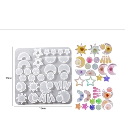 Mixed Shapes Silicone Molds, Resin Casting Molds, for UV Resin, Epoxy Resin Jewelry Making, Mixed Shapes, 130x130x5mm