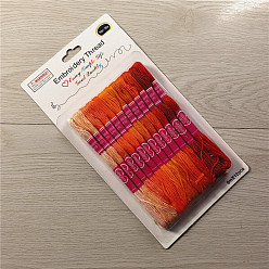 Orange 12 Skeins 12 Colors 6-Ply Polycotton(Polyester Cotton) Embroidery Floss, Cross Stitch Threads, Gradient Color, Orange, 0.8mm, 8m(8.74 Yards)/skein