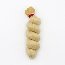Vara de Oro Pálido Pelo largo y rizado de la peluca de la muñeca del peinado de la fibra de alta temperatura, para diy girl bjd makings accesorios, vara de oro pálido, 5.91 pulgada (15 cm)