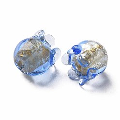 Dodger Azul Cristal de murano lámina de oro hecho a mano, medusa, azul dodger, 8.5~9.5x8.5 mm, agujero: 1~1.5 mm