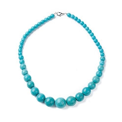 Medium Turquoise Dyed Synthetic Turquoise Graduated Beaded Necklaces, with Iron Clasps, Medium Turquoise, 20.28 inch(51.5cm)