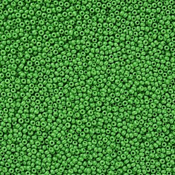 Verde Lima 11/0 calificar unas cuentas redondas de semillas de vidrio, pintura para hornear, verde lima, 2.3x1.5 mm, agujero: 1 mm, sobre 48500 unidades / libra