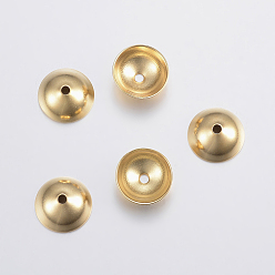 Golden 201 Stainless Steel Bead Caps, Round, Golden, 4x1.2mm, Hole: 1mm