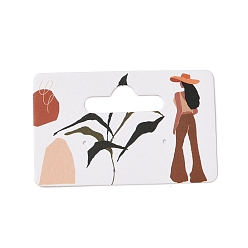 Human Papel rectangular un par de tarjetas de exhibición de pendientes con orificio para colgar, tarjetas de exhibición de joyería para almacenamiento de aretes, Patrón de las mujeres, 3.5x5x0.05 cm, agujero: 1 mm y 24x9 mm