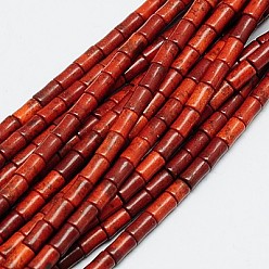 Brique Rouge Perles synthétiques turquoise brins, teint, colonne, firebrick, 8~9x5mm, Trou: 1mm, Environ 46 pcs/chapelet, 15.2 pouce