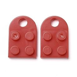Red Resin Pendants, Building Blocks Charms, Half Oval, Red, 23.5x15.5x5mm, Hole: 5mm