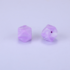 Medium Purple Hexagonal Silicone Beads, Chewing Beads For Teethers, DIY Nursing Necklaces Making, Medium Purple, 23x17.5x23mm, Hole: 2.5mm