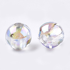 Clair Perles en plastique transparentes, de couleur plaquée ab , ronde, clair ab, 6mm, trou: 1.6 mm, 4500 pcs / 500 g