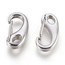 Stainless Steel Color 304 Stainless Steel Push Gate Snap Keychain Clasp Findings, Stainless Steel Color, 26x12~12.5x4.5~6.5mm, Hole: 6.3x4.3±0.2mm