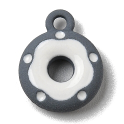 Slate Gray Alloy Enamel Charms, Donut Charm, Slate Gray, 12.5x10x3mm, Hole: 1.5mm