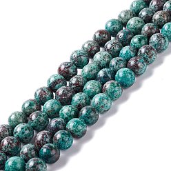 Chrysocolle Chapelets de perles chrysocolla naturelles , teint, ronde, 8mm, Trou: 1.2mm, Environ 49~50 pcs/chapelet, 15.94~16.34 pouce (40.5~41.5 cm)