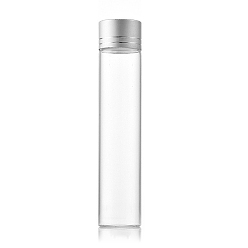 Серебро Четкие стеклянные бутылки шарик контейнеры, Пробирки для хранения шариков с завинчивающейся крышкой и алюминиевой крышкой, колонка, серебряные, 2.2x10 см, емкость: 25 мл (0.85 жидких унций)