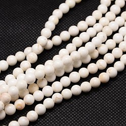 Blanc Floral Brins de perles rondes en magnésite naturelle, floral blanc, 8mm, Trou: 1mm, Environ 48 pcs/chapelet, 15.74 pouce