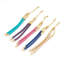 Mixed Color Imitation Sheepskin Cord Bracelet Making, with Brass Finding, Golden, Mixed Color, 6-1/4 inch(16cm), 3mm, Hole: 2mm
