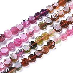 Tourmaline Natural Tourmaline Beads Strands, Flat Round, 5~6x2.5~3.5mm, Hole: 0.8mm, about 72pcs/strand, 15.67 inch(39.8cm)
