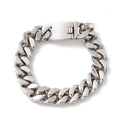 Stainless Steel Color 304 Stainless Steel Curb Chains Bracelet for Women, Stainless Steel Color, 9-1/2 inch(24cm)