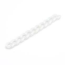 Creamy White Handmade Opaque Acrylic Curb Chains, Twisted Link Chain, Creamy White, 23x16.5x4mm, about 39.37 inch(1m)/strand