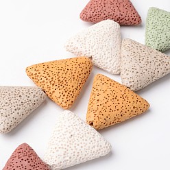 Lava Rock Dyed Triangle Synthetic Lava Rock Beads Strands, 27~28x26~28x8~9mm, Hole: 1mm, about 15pcs/strand, 15.3 inch