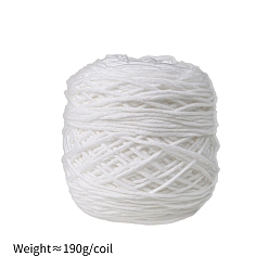 Blanco Hilo de algodón con leche de 190g y 8capas para alfombras con mechones, hilo amigurumi, hilo de ganchillo, para suéter sombrero calcetines mantas de bebé, blanco, 5 mm