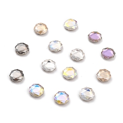 Mixed Color K5 Faceted Glass Rhinestone Cabochons, Flat Back & Back Plated, Flat Round, Mixed Color, 8x8x3mm