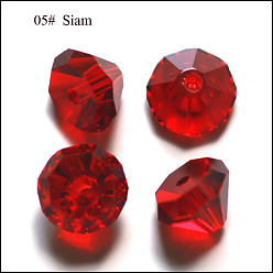 Темно-Красный Имитация Австрийские кристаллические шарики, класс AAA, граненые, алмаз, темно-красный, 9.5~10x7~8 мм, отверстие : 0.9~1 мм