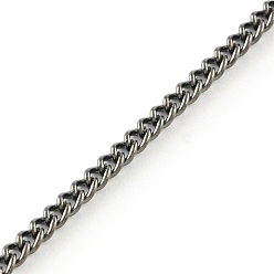 Gunmetal Unwelded Iron Curb Chains, with Spool, Gunmetal, 2.7x2x0.6mm, about 328.08 Feet(100m)/roll