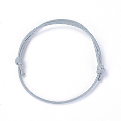 Gris Claro Cable de la toma de la pulsera de poliéster encerado coreano, gris claro, de diámetro ajustable: 40~70 mm