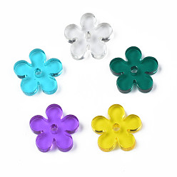 Mixed Color Transparent Acrylic Beads, Flower, Mixed Color, 14x14x2.5~3mm, Hole: 2mm