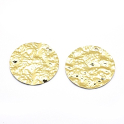 Real 18K Gold Plated Brass Pendants, Lead Free & Cadmium Free & Nickel Free, Flat Round, Bumpy, Real 18K Gold Plated, 30x1.5mm, Hole: 1mm