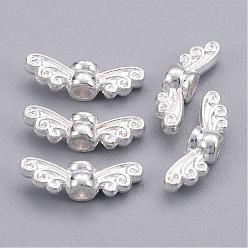 Silver Tibetan Style Alloy Fairy Wing Beads, Cadmium Free & Nickel Free & Lead Free, Silver Color Plated, 4x14x4mm, Hole: 1.5mm, about 2380pcs/1000g