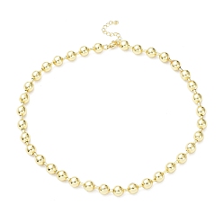 Chapado en Oro Real 18K Collares de cadena de bolas de latón chapado en estante para mujer, larga duración plateado, sin plomo y el cadmio, real 18 k chapado en oro, 16.54 pulgada (42 cm), grano: 8 mm