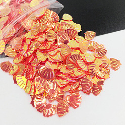 Orange Red Shell PVC Nail Art Glitter Sequins, Manicure Decorations, UV Resin Filler, for Epoxy Resin Slime Jewelry Making, Orange Red, 7mm
