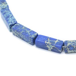 Королевский синий Натуральные имперские нитки из бисера яшмы, окрашенные, прямоугольные, королевский синий, 13.5~14x4~4.5x4~4.5 мм, отверстие : 1 мм, около 28 шт / нитка, 15.15 дюйм (38.5 см)