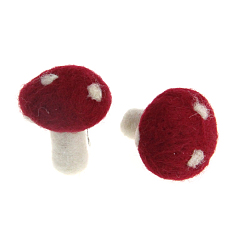Rouge Foncé Cabochons en feutre de laine, champignons, rouge foncé, 35x33mm