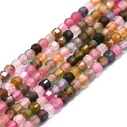 Tourmaline Grade A Natural Tourmaline Beads Strands, Faceted, Cube, 2x2x2mm, Hole: 0.6mm, about 182pcs/strand, 15.16''~15.55''(38.5~39.5cm)