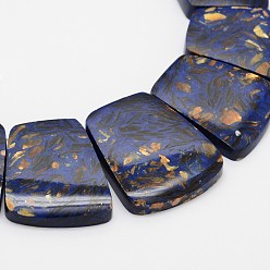 Pierre Gemme Synthétique Brins de perles synthétiques de lapis lazuli et de bronzite assemblés, trapèze, 16~35x24~29x6.5mm, Trou: 1.5mm, Environ 15 pcs/chapelet, 11.81 pouce