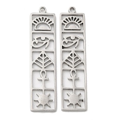 Stainless Steel Color 304 Stainless Steel Pendants, Rectangle Charm, Stainless Steel Color, 33.5x8x1.5mm, Hole: 1.4mm