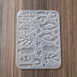 White DIY Pendant Silicone Molds, Resin Casting Molds, Mixed Irregular Shapes, White, 157x115x5mm, Hole: 2mm, Inner Diameter: 9.5~53.5x9.5~29mm