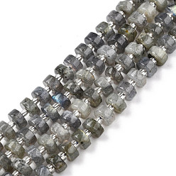 Labradorite Natural Labradorite Beads Strands, with Seed Beads, Heishi Beads, Flat Round/Disc, 6~6.5x3mm, Hole: 1mm, about 35~42pcs/strand, 7.09 inch~7.68 inch(18~19.5cm)
