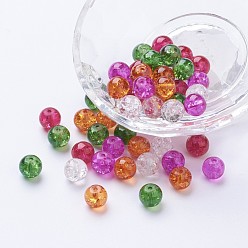 Mixed Color Baking Painted Crackle Glass Beads, Christmas Mix, Round, Mixed Color, 8~8.5x7.5~8mm, Hole: 1mm, about 100pcs/bag