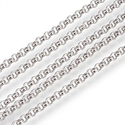 Color de Acero Inoxidable 304 cadenas rolo de acero inoxidable, cadena belcher, sin soldar, color acero inoxidable, 3 mm