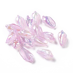 Pearl Pink UV Plating Rainbow Iridescent Acrylic Beads, Conch Shape, Pearl Pink, 30x16x14mm, Hole: 1.7mm