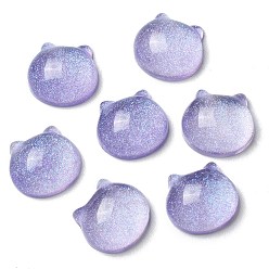 Фиолетовый Кабошоны из полупрозрачной смолы, блестящие медвежьи головы, фиолетовые, 14x15x6.5 мм